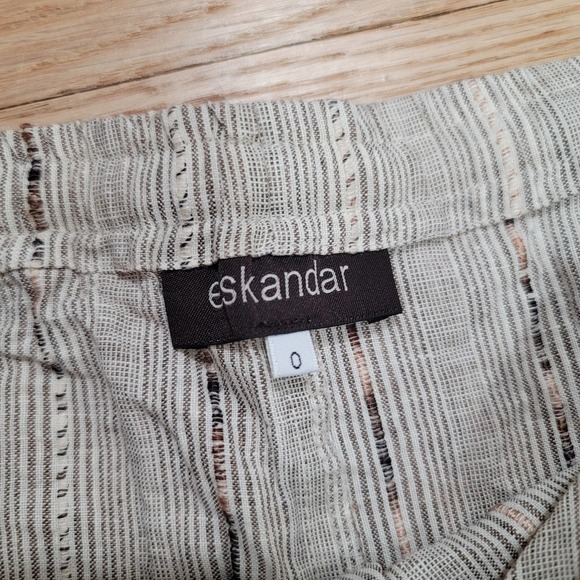 Eskandar Linen Blend Wide Leg Pants Drawstring Textured - Picture 8 of 12